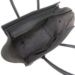 セリーヌ ラゲージ マイクロショッパー S-CU-4107 レザー グレー 灰 ハンドバッグ 1861【中古】CELINE