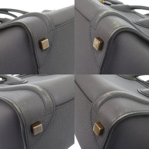 セリーヌ ラゲージ マイクロショッパー S-CU-4107 レザー グレー 灰 ハンドバッグ 1861【中古】CELINE