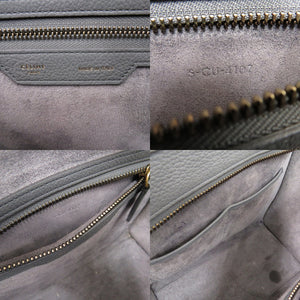 セリーヌ ラゲージ マイクロショッパー S-CU-4107 レザー グレー 灰 ハンドバッグ 1861【中古】CELINE