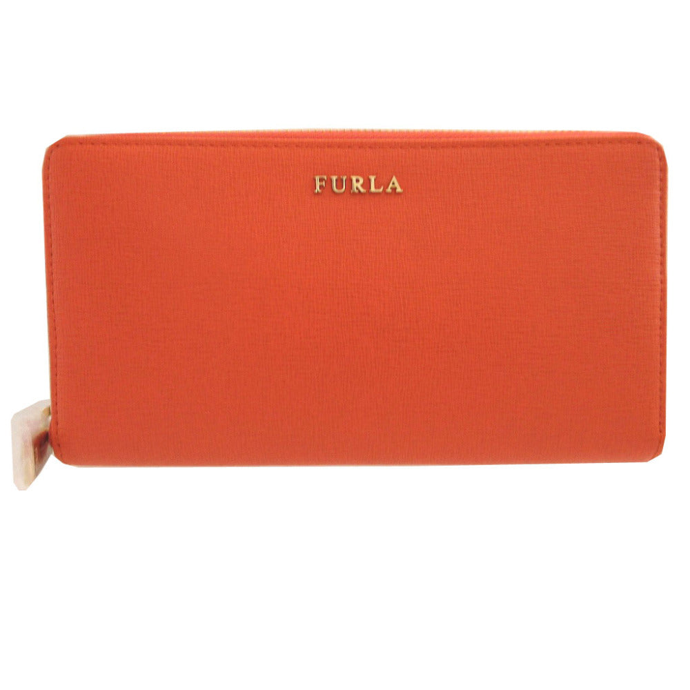 未使用 フルラ 737145 レザー オレンジ ラウンドファスナー長財布 財布 1869【中古】FURLA