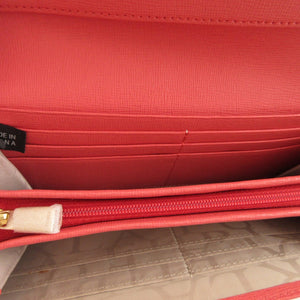 未使用 フルラ 733841 レザー ピンク 2つ折り長財布 財布 1870【中古】FURLA