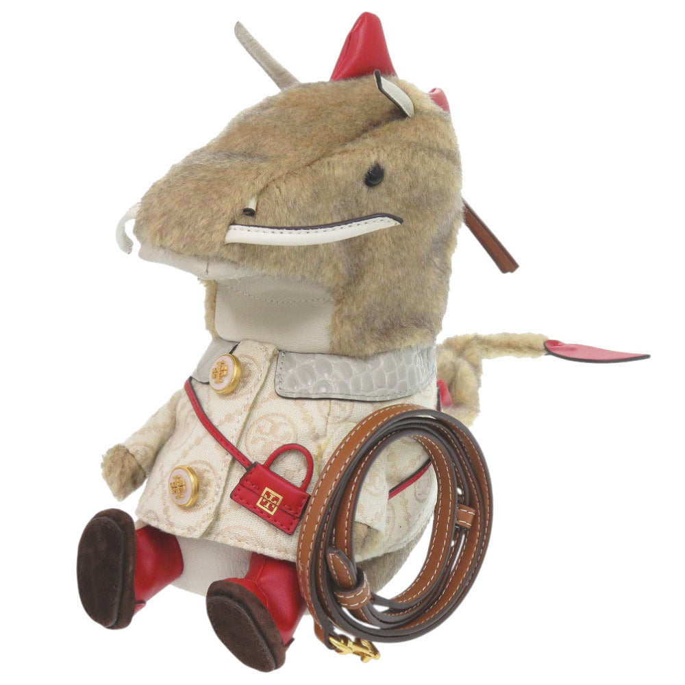 未使用 トリーバーチ ドラゴンバッグ フェイクファー ベージュ ショルダーバッグ 1881【中古】Tory Burch