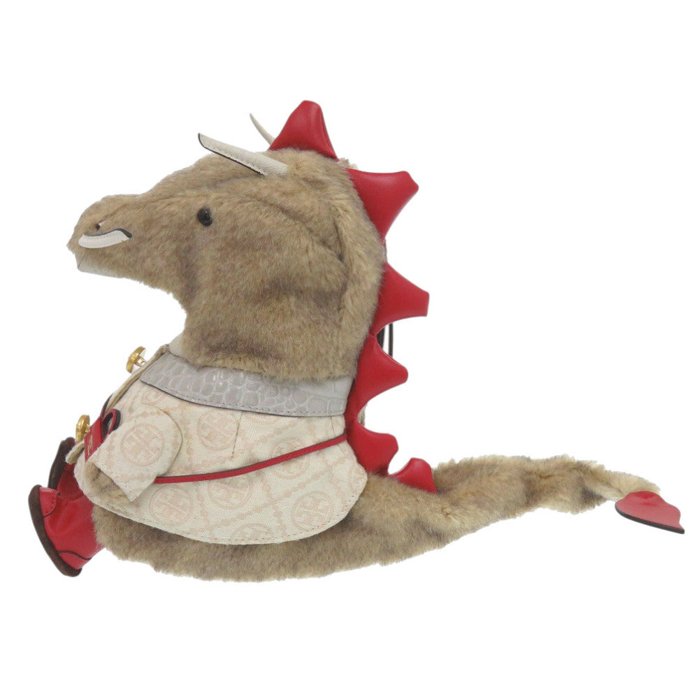 未使用 トリーバーチ ドラゴンバッグ フェイクファー ベージュ ショルダーバッグ 1881【中古】Tory Burch