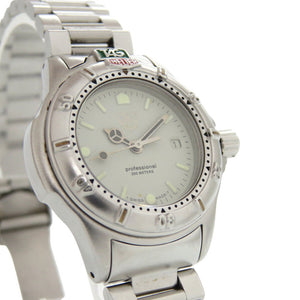 美品 タグホイヤー 999.708 プロフェッショナル200m SS クリーム シルバー クオーツ 腕時計 1909【中古】TAG HEUER