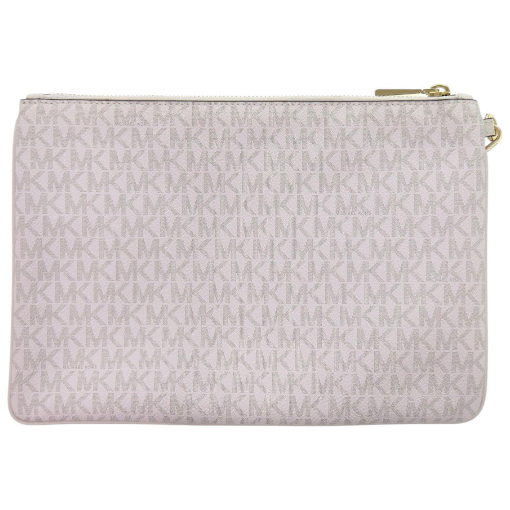未使用品 マイケルコース MKシグネチャー ネオンストライプ 32T9LF9M3B PVC ホワイト 白 クラッチバッグ 1926【中古】Michael Kors