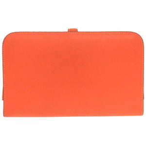 美品 エルメス ドゴン デュオ GM スイフト フラミンゴ T刻印 橙 長財布 1929【中古】HERMES