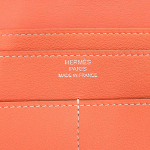 美品 エルメス ドゴン デュオ GM スイフト フラミンゴ T刻印 橙 長財布 1929【中古】HERMES