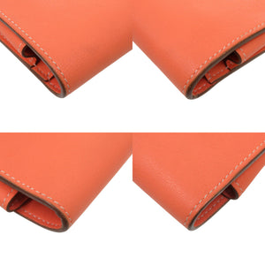 美品 エルメス ドゴン デュオ GM スイフト フラミンゴ T刻印 橙 長財布 1929【中古】HERMES