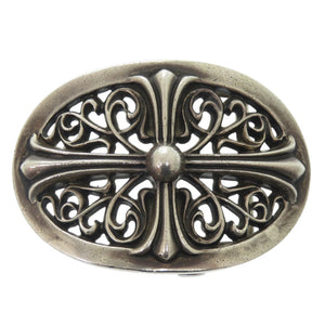 クロムハーツ 3点セット オーバルクロスバックル クラシックチェーン 2リンク BS フレアボール ベルトループ BUCKL OVAL1.5 CLIP CHAIN CLASSIC 2LINK BELT LOOP ベルト チャーム レザー ブラック 1934 【中古】 CHROME HEARTS メンズ