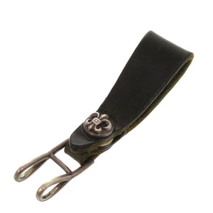 クロムハーツ 3点セット オーバルクロスバックル クラシックチェーン 2リンク BS フレアボール ベルトループ BUCKL OVAL1.5 CLIP CHAIN CLASSIC 2LINK BELT LOOP ベルト チャーム レザー ブラック 1934 【中古】 CHROME HEARTS メンズ