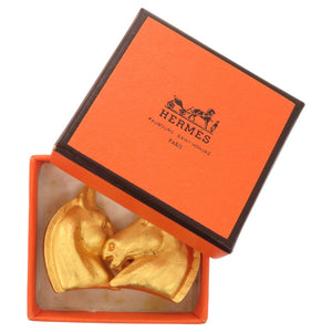 美品 エルメス シュバル ホース 馬 GP ゴールド 金 イヤリング 0002【中古】HERMES