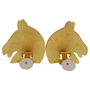 美品 エルメス シュバル ホース 馬 GP ゴールド 金 イヤリング 0002【中古】HERMES