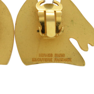 美品 エルメス シュバル ホース 馬 GP ゴールド 金 イヤリング 0002【中古】HERMES