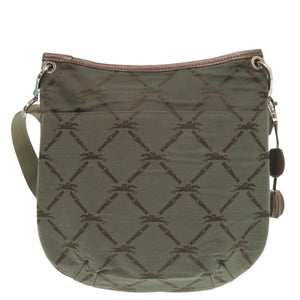 美品 ロンシャン コットン カーキ ショルダーバッグ 0011【中古】Longchamp