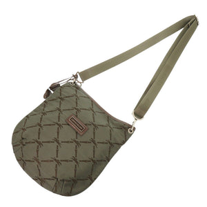 美品 ロンシャン コットン カーキ ショルダーバッグ 0011【中古】Longchamp