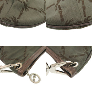 美品 ロンシャン コットン カーキ ショルダーバッグ 0011【中古】Longchamp