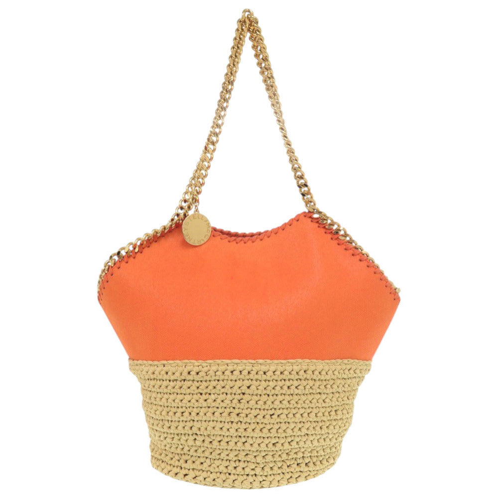 美品 ステラマッカートニー ファラベラ ラフィア ミディアム トート オレンジ ベージュ トートバッグ 0018【中古】Stella McCartney