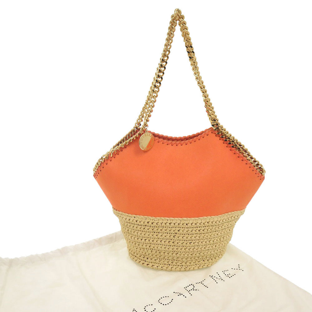 美品 ステラマッカートニー ファラベラ ラフィア ミディアム トート オレンジ ベージュ トートバッグ 0018【中古】Stella McCartney