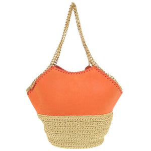 美品 ステラマッカートニー ファラベラ ラフィア ミディアム トート オレンジ ベージュ トートバッグ 0018【中古】Stella McCartney