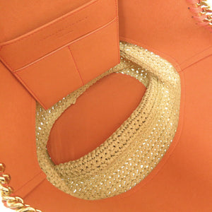 美品 ステラマッカートニー ファラベラ ラフィア ミディアム トート オレンジ ベージュ トートバッグ 0018【中古】Stella McCartney