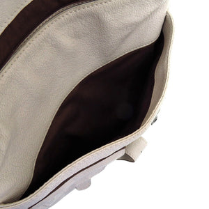 ハンティングワールド 071101 カーフ レザー アイボリー シルバー金具 白 ショルダーバッグ 0022【中古】HUNTING WORLD