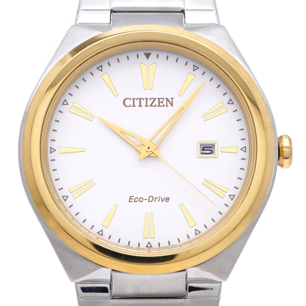 美品 シチズン エコドライブ ソーラー電波 J810-S090687 腕時計 SS シルバー/ゴールド 0031【中古】CITIZEN メンズ
