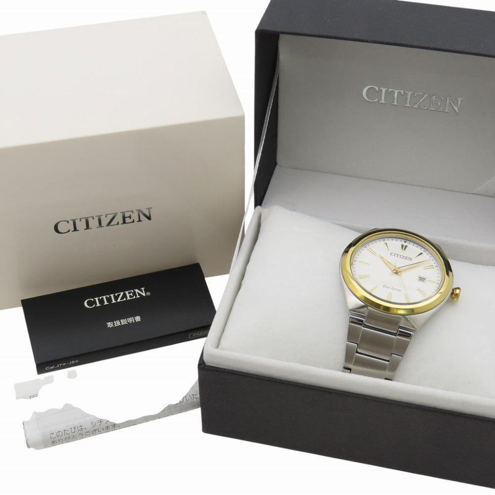 美品 シチズン エコドライブ ソーラー電波 J810-S090687 腕時計 SS シルバー/ゴールド 0031【中古】CITIZEN メンズ