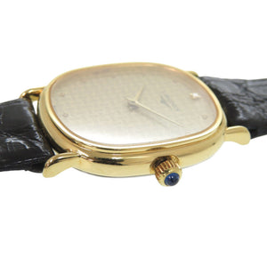 新品同様 ロンジン 1Pダイヤ 手巻き SS レザー ゴールド ブラック 腕時計 0037【中古】LONGINES