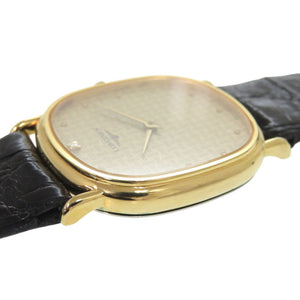 新品同様 ロンジン 1Pダイヤ 手巻き SS レザー ゴールド ブラック 腕時計 0037【中古】LONGINES