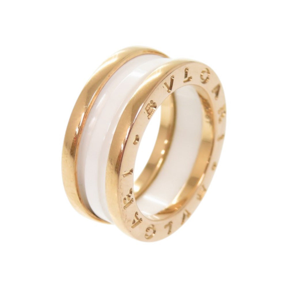 美品 ブルガリ B-ZERO1 K18PG 750PG ホワイトセラミック #49 ピングゴールド リング 指輪 ジュエリー 0039【中古】BVLGARI