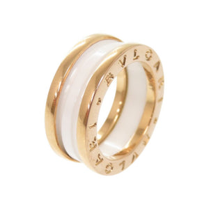 美品 ブルガリ B-ZERO1 K18PG 750PG ホワイトセラミック #49 ピングゴールド リング 指輪 ジュエリー 0039【中古】BVLGARI