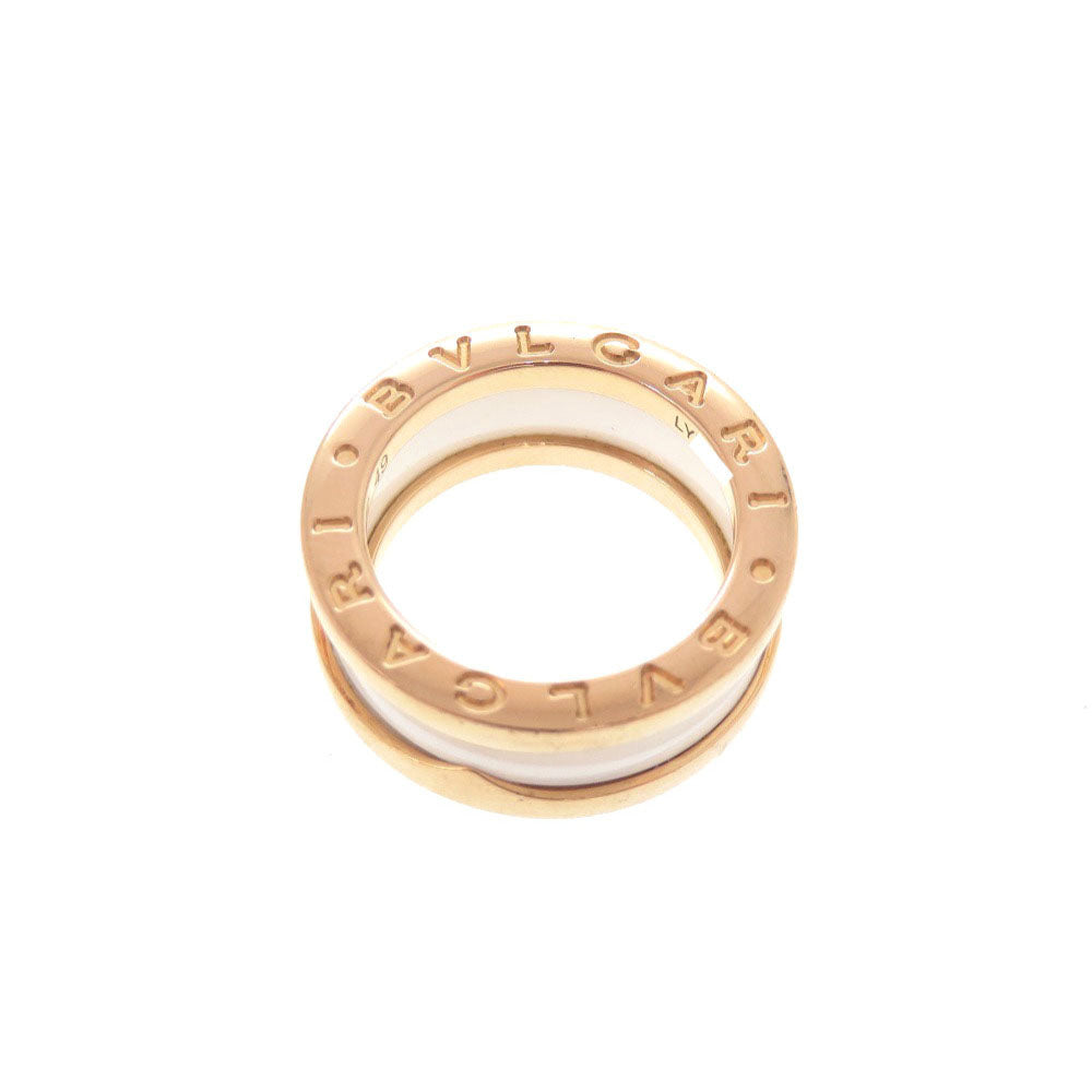美品 ブルガリ B-ZERO1 K18PG 750PG ホワイトセラミック #49 ピングゴールド リング 指輪 ジュエリー 0039【中古】BVLGARI
