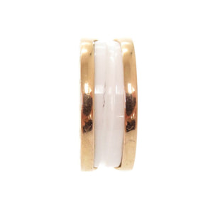 美品 ブルガリ B-ZERO1 K18PG 750PG ホワイトセラミック #49 ピングゴールド リング 指輪 ジュエリー 0039【中古】BVLGARI