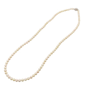 7mm - 8mm パール ロング ネックレス 真珠 シルバー パールホワイト 0040【中古】レディース