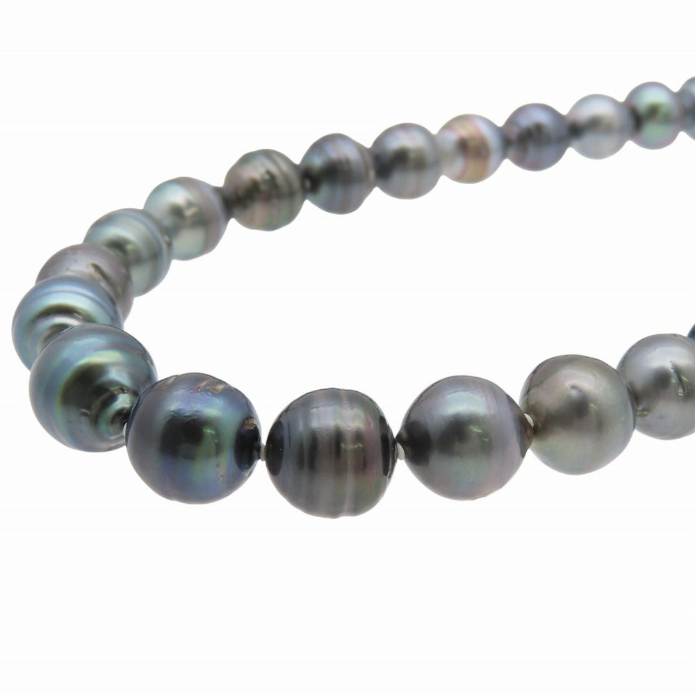 美品 11~16mm タヒチ バロックパール ピーコック ネックレス ネックレス パール/K14ホワイトゴールド ブラック 0042【中古】黒蝶真珠 ジュエリー