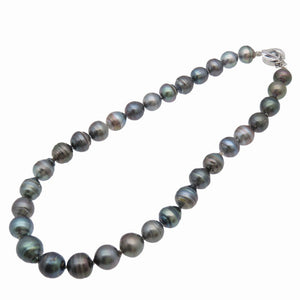 美品 11~16mm タヒチ バロックパール ピーコック ネックレス ネックレス パール/K14ホワイトゴールド ブラック 0042【中古】黒蝶真珠 ジュエリー