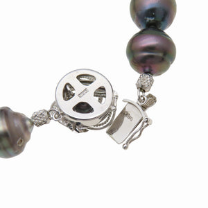 美品 11~16mm タヒチ バロックパール ピーコック ネックレス ネックレス パール/K14ホワイトゴールド ブラック 0042【中古】黒蝶真珠 ジュエリー