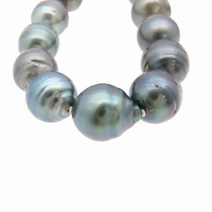 美品 11~16mm タヒチ バロックパール ピーコック ネックレス ネックレス パール/K14ホワイトゴールド ブラック 0042【中古】黒蝶真珠 ジュエリー