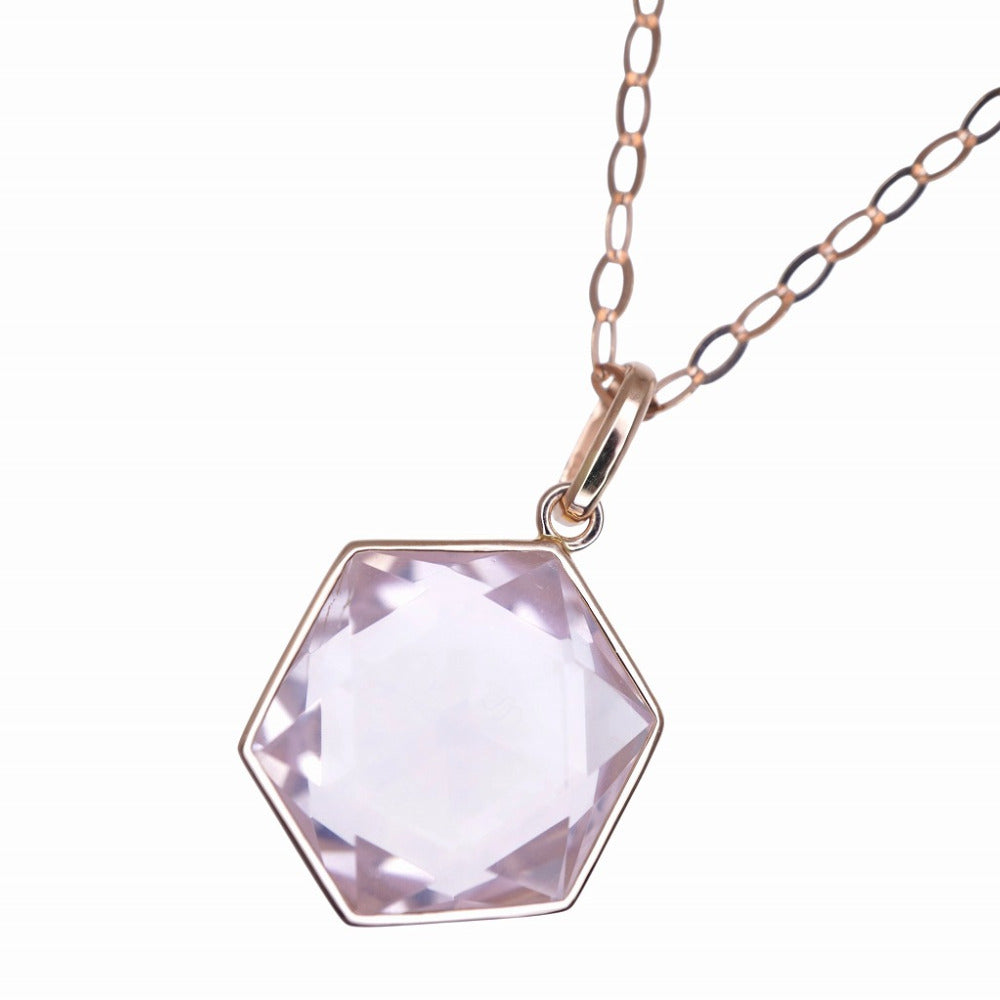 新品同様 天然ローズクォーツ 11.0ct K18PG 4.7g ネックレス ピンクゴールド アクセサリー 0043【中古】レディース