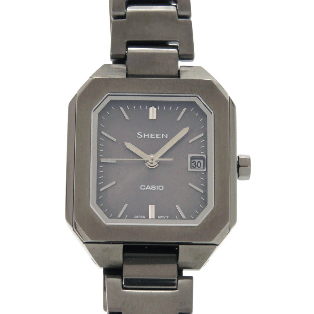 新品同様 カシオ SHEEN ソーラーサファイアモデル SHS-4528BJ-8AJF シーン SS グレー 腕時計 0045【中古】CASIO