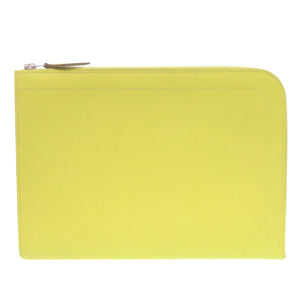 美品 エルメス ジップタブレット ヴォーエプソン ライム A刻印(2017年製) イエロー クラッチバッグ 0062【中古】HERMES