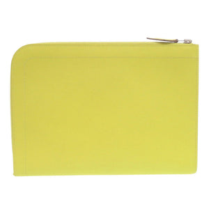 美品 エルメス ジップタブレット ヴォーエプソン ライム A刻印(2017年製) イエロー クラッチバッグ 0062【中古】HERMES