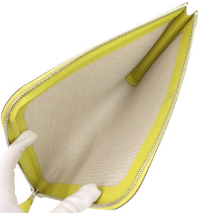 美品 エルメス ジップタブレット ヴォーエプソン ライム A刻印(2017年製) イエロー クラッチバッグ 0062【中古】HERMES