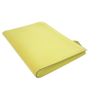 美品 エルメス ジップタブレット ヴォーエプソン ライム A刻印(2017年製) イエロー クラッチバッグ 0062【中古】HERMES