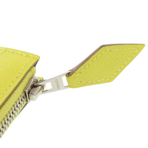 美品 エルメス ジップタブレット ヴォーエプソン ライム A刻印(2017年製) イエロー クラッチバッグ 0062【中古】HERMES