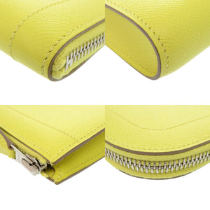 美品 エルメス ジップタブレット ヴォーエプソン ライム A刻印(2017年製) イエロー クラッチバッグ 0062【中古】HERMES