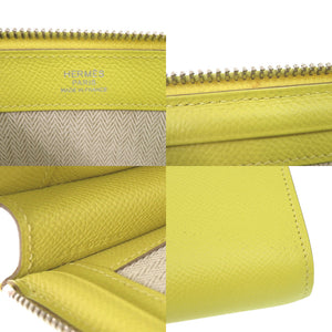 美品 エルメス ジップタブレット ヴォーエプソン ライム A刻印(2017年製) イエロー クラッチバッグ 0062【中古】HERMES