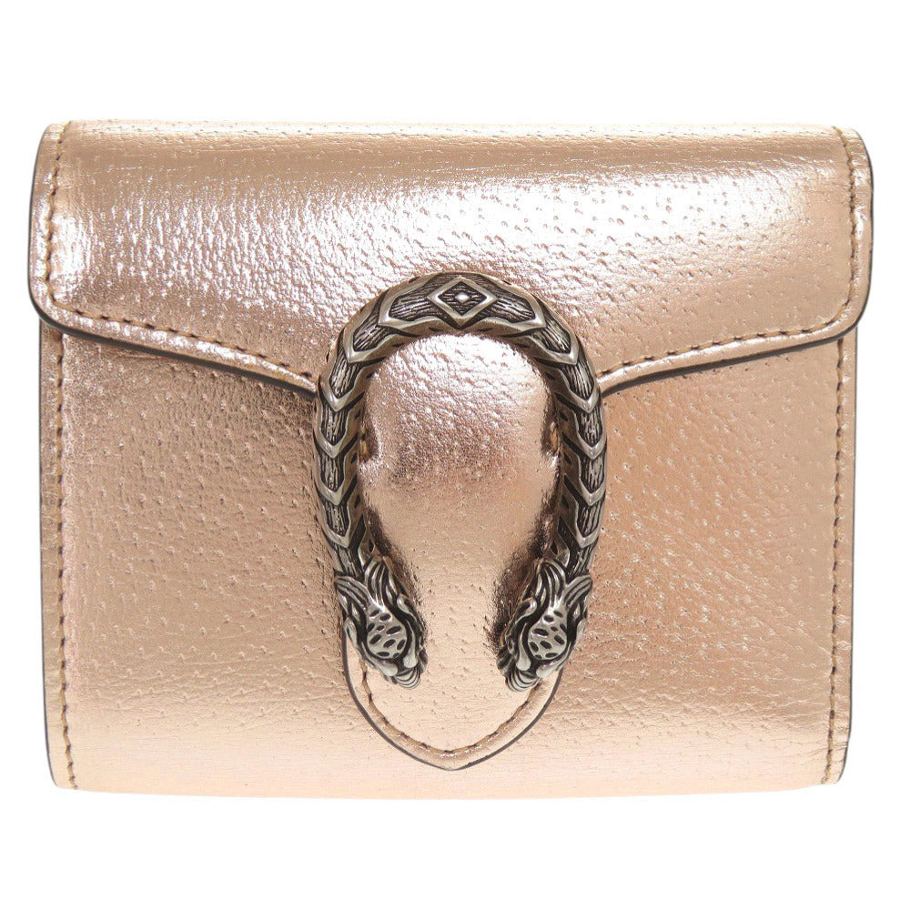 新品同様 グッチ ディオニュソス 627073 レザー ピンクゴールド 三つ折り財布 0067【中古】GUCCI