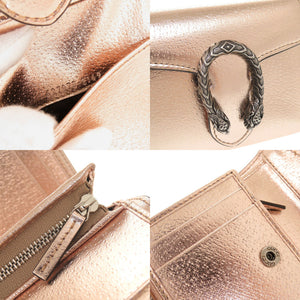 新品同様 グッチ ディオニュソス 627073 レザー ピンクゴールド 三つ折り財布 0067【中古】GUCCI
