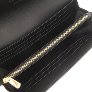 新品同様 クリスチャンディオール Caro Orchid カナージュ カーフスキン ブラック 長財布 黒 0068【中古】Christian Dior